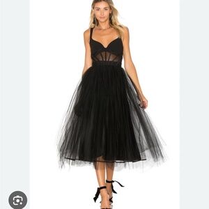 Cinq à Sept Black Tulle Midi Dress